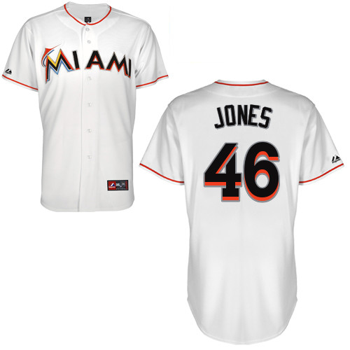 Garrett Jones #46 Youth Baseball Jersey-Miami Marlins Authentic Home White Cool Base MLB Jersey
